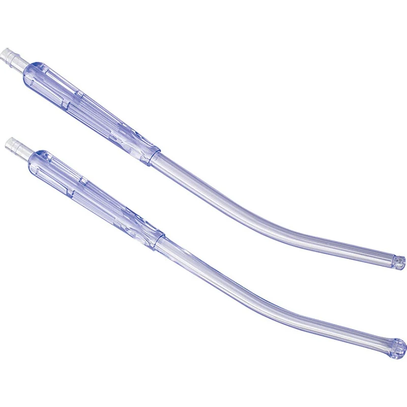 Transparent Yankauer suction handles with crown and plain tips