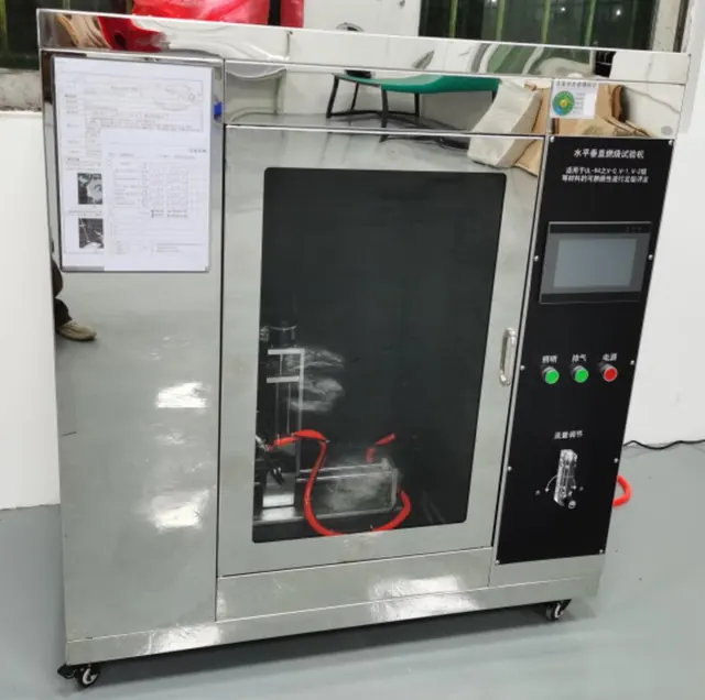 Horizontal and vertical flammability tester