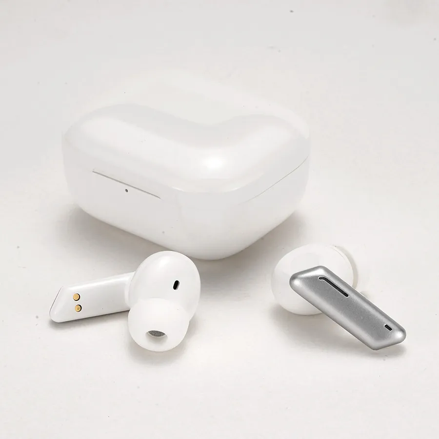 TWS Earbuds Metal Finish Handle White