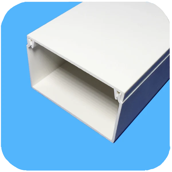 Large white PVC compartment trunking profile showing the open channel