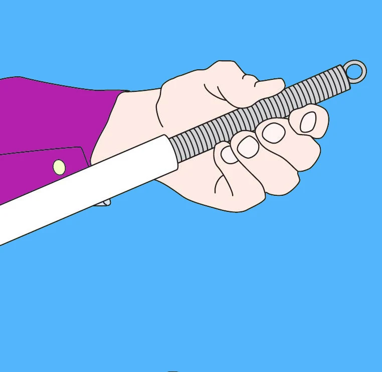 Illustration of a bending spring inserted into PVC conduit before bending