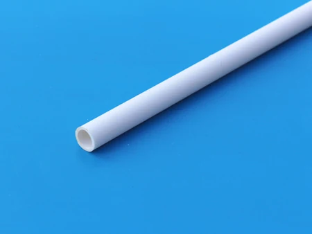 Single length of PVC electrical conduit with the diameter printed on the pipe