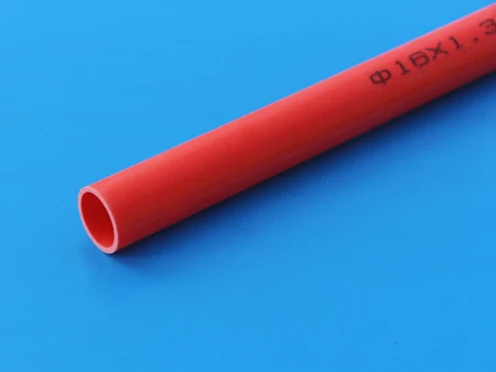 PVC electrical conduit length with the 16 mm size marking printed on the pipe