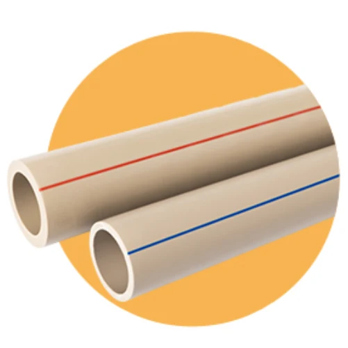 Two PPR water supply pipes with red and blue identification stripes