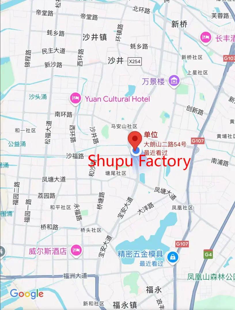 Map showing the location of the Shipu Precision factory in Shajing Street Bao'an District Shenzhen
