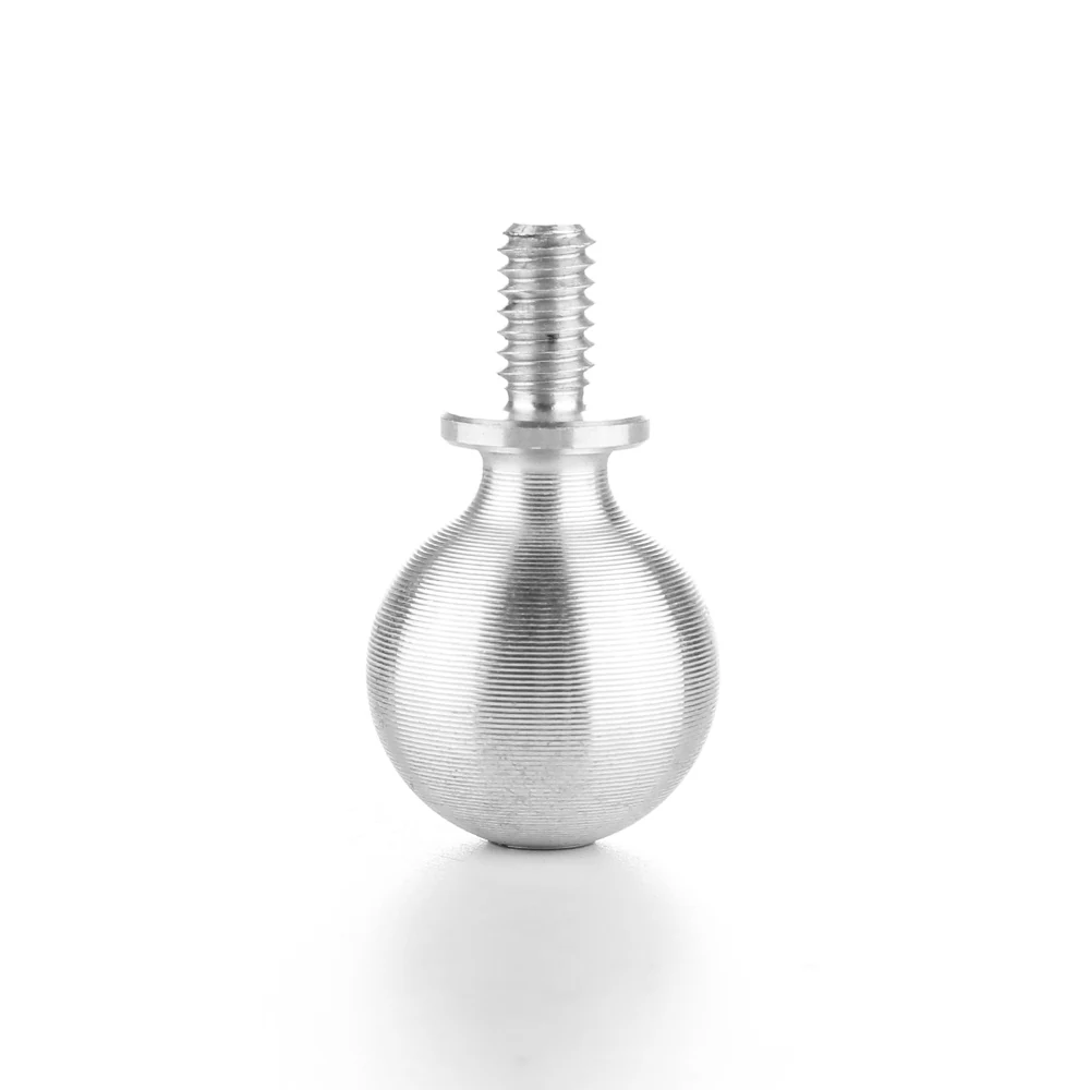 Ball stud standing upright with the sphere uppermost