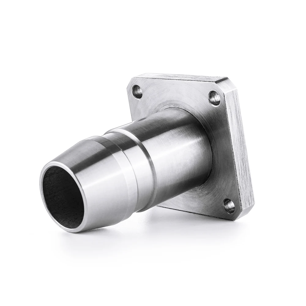 Angled view of the flange housing showing the tapered barrel