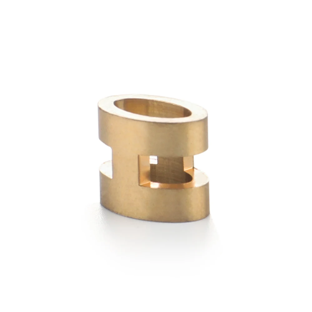 Second view of the brass coupling block showing the open-ended slot