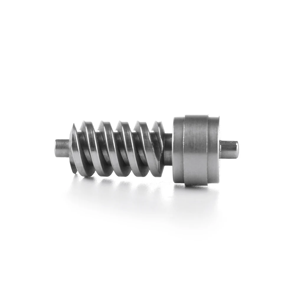 Machined worm gear shaft with hobbed worm thread and turned bearing seats