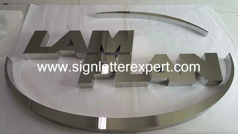 Polished mirror stainless steel letter signs
