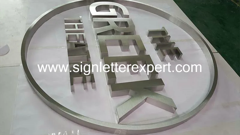 Brushed stainless steel letter signs