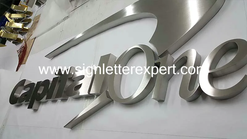 Brushed stainless steel letter signs