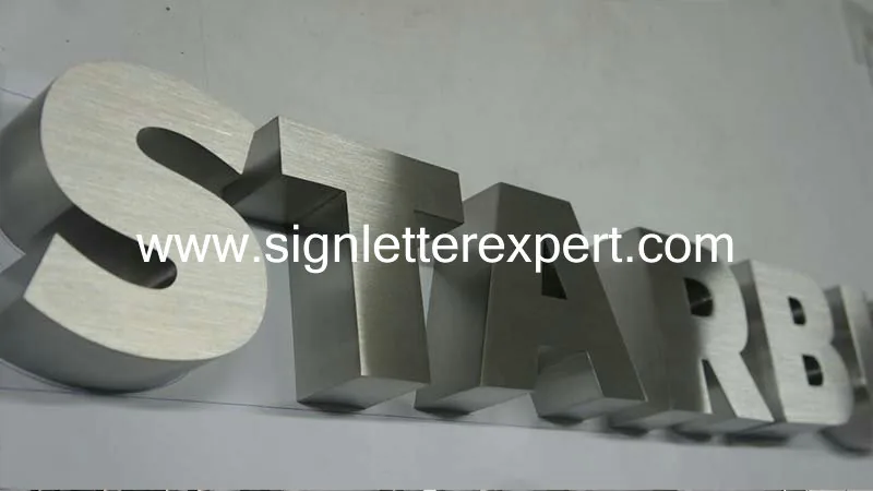 Brushed stainless steel letter signs