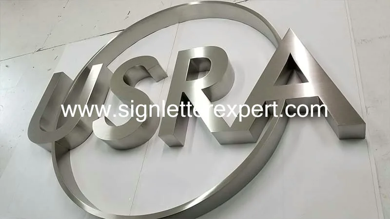 Brushed stainless steel letter signs