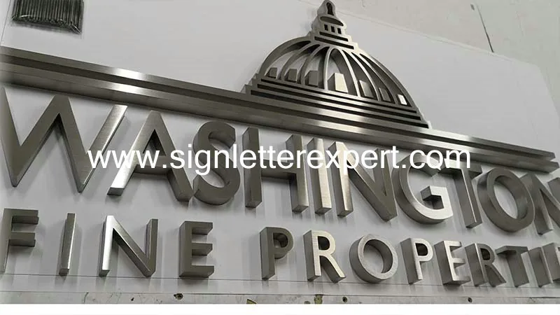 Brushed stainless steel letter signs