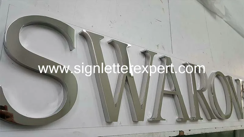 Polished mirror stainless steel lettering signs