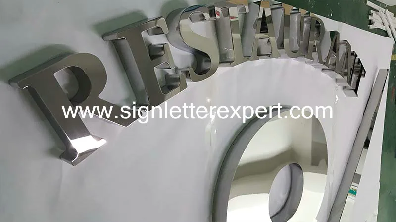 Polished mirror stainless steel lettering signs