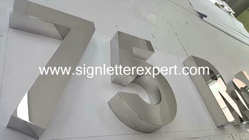 Polished mirror stainless steel lettering signs