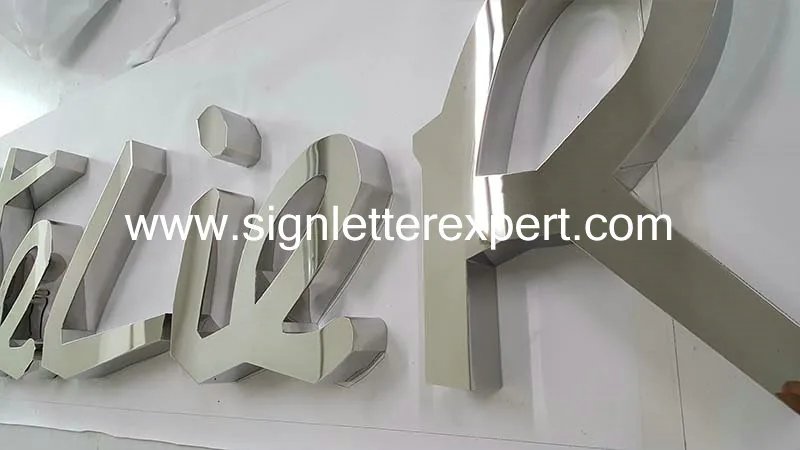 Polished mirror stainless steel lettering signs