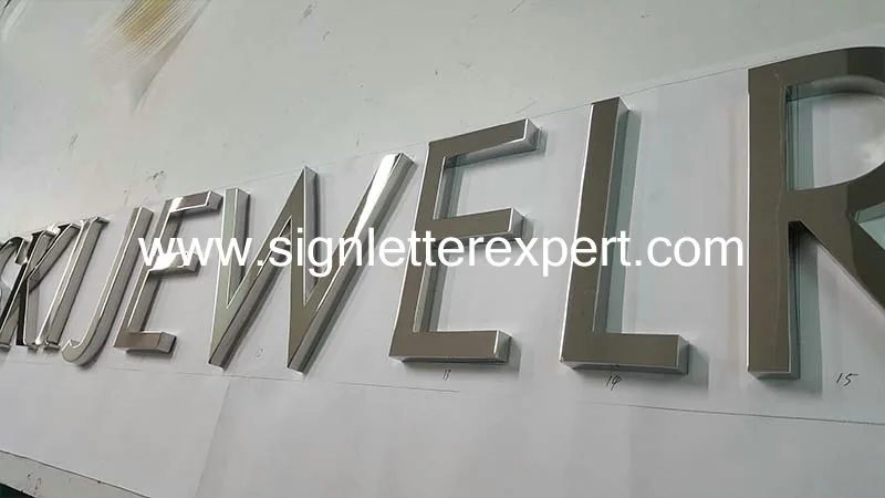 Polished mirror stainless steel lettering signs