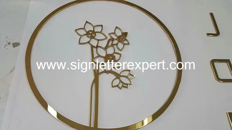 Polished stainless steel logo signs