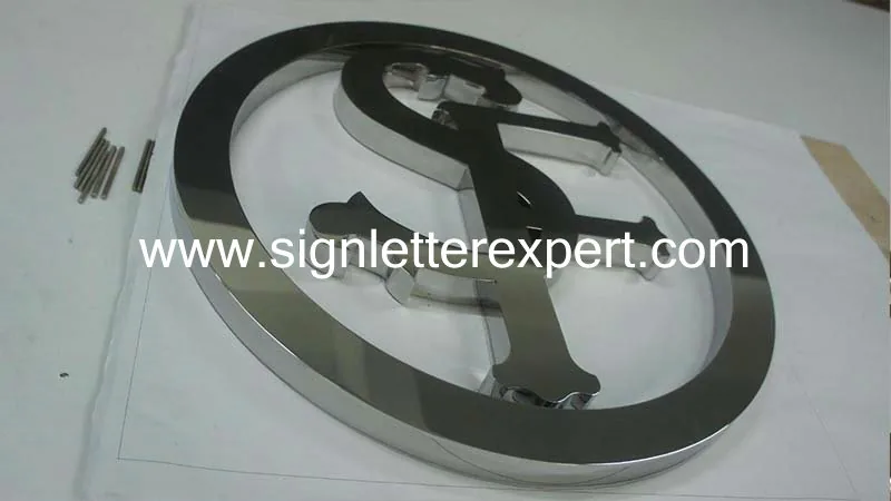 Polished stainless steel logo signs