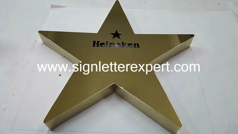 Polished stainless steel logo signs