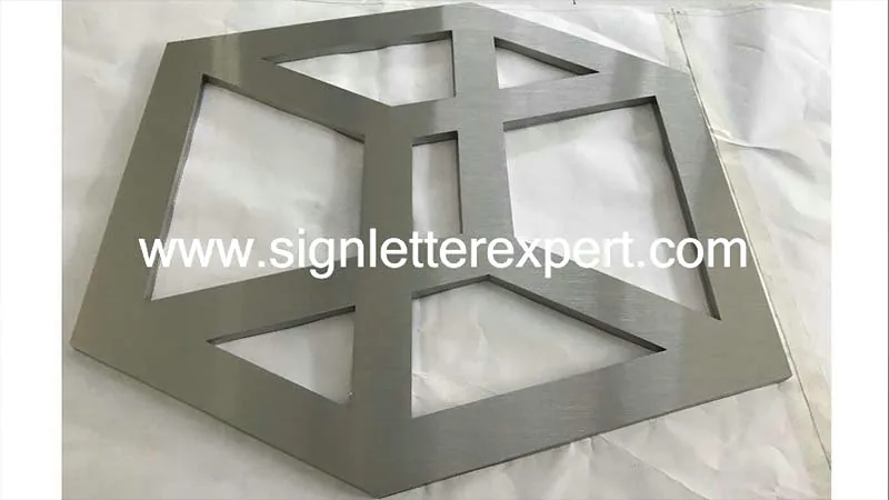 Brushed stainless steel logo signs
