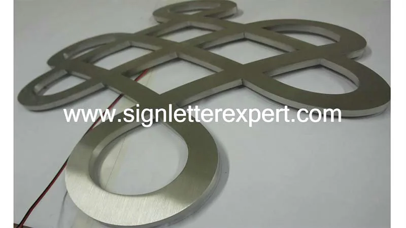 Brushed stainless steel logo signs