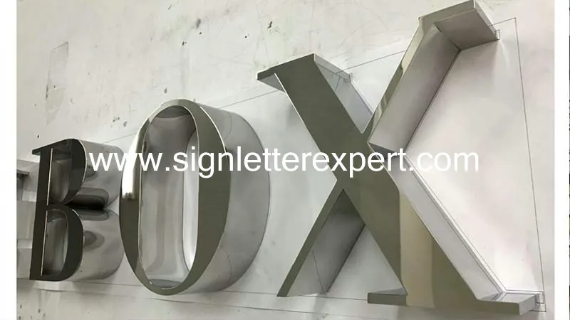 Polished mirror stainless steel signage letters