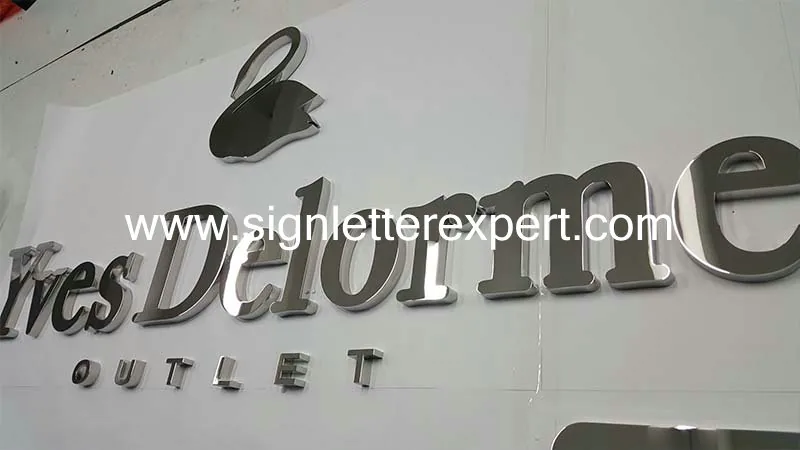 Polished mirror stainless steel signage letters
