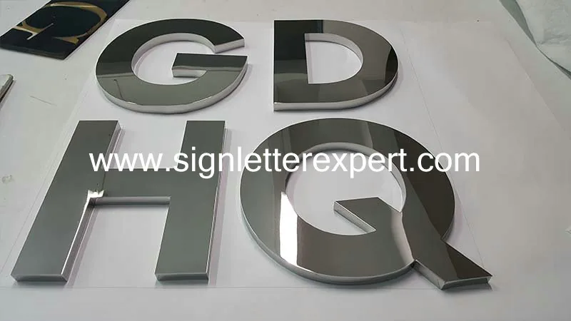 Polished mirror stainless steel signage letters