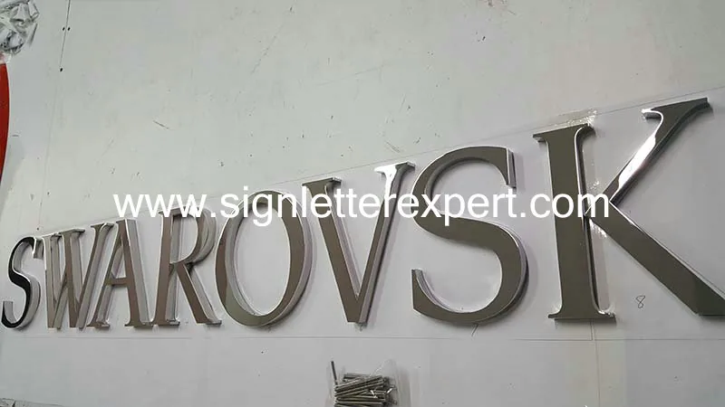 Polished mirror stainless steel signage letters