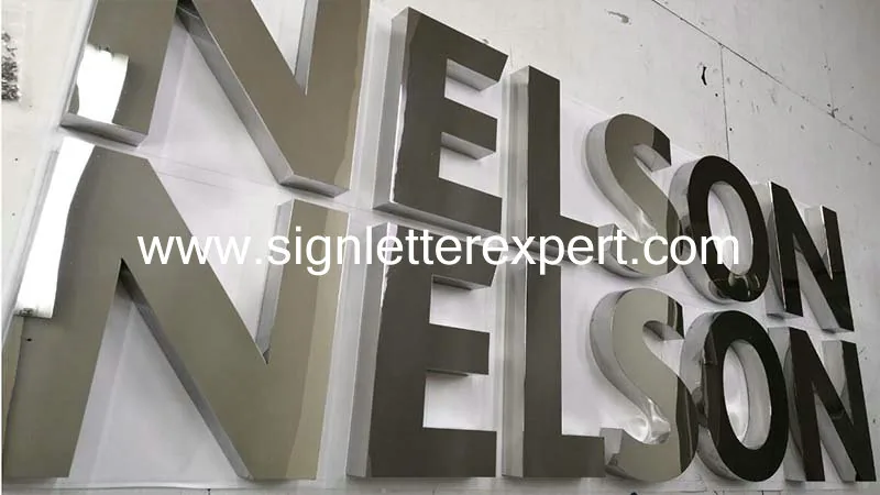 Polished mirror stainless steel signage letters
