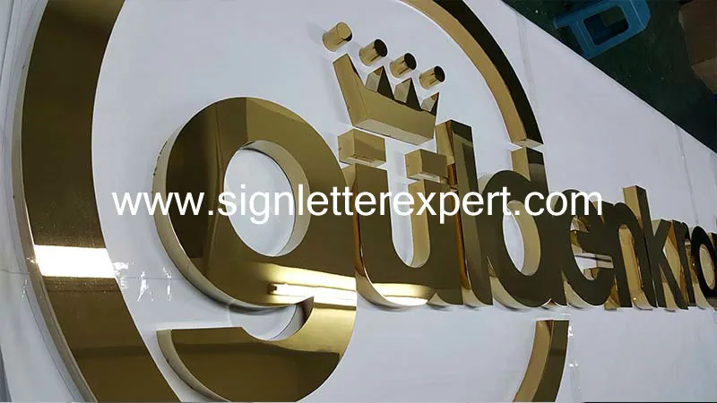 Golden polished stainless steel letter signs