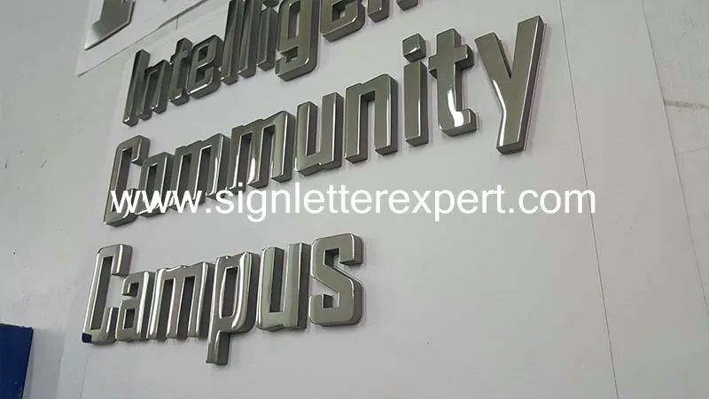 Polished stainless steel sign lettering