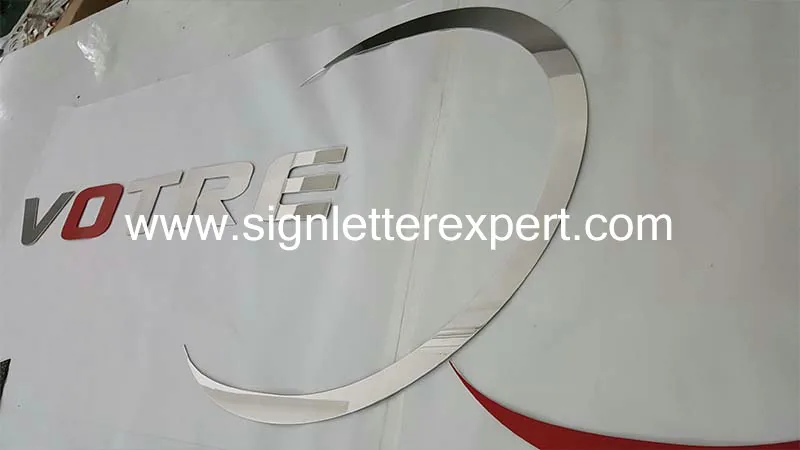 Polished stainless steel sign lettering