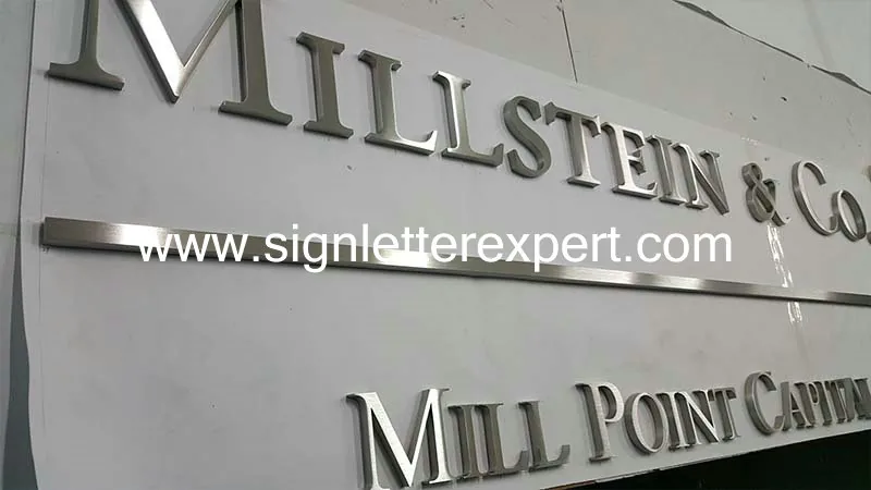 Satin stainless steel letter signs