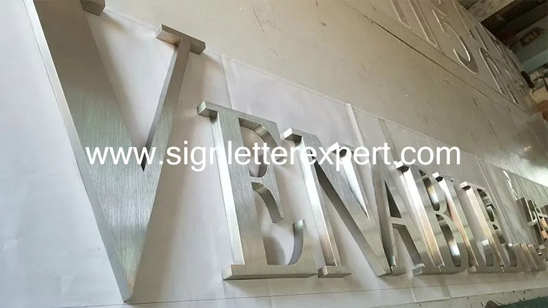 Satin stainless steel letter signs