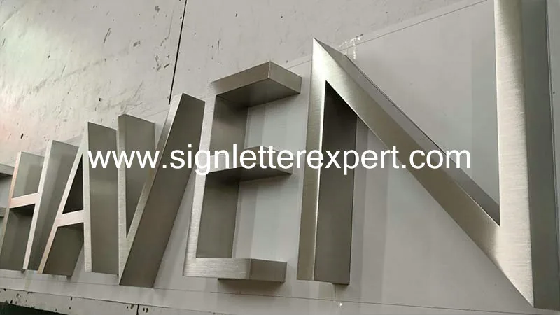 Satin stainless steel letter signs
