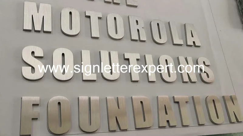 Satin stainless steel letter signs