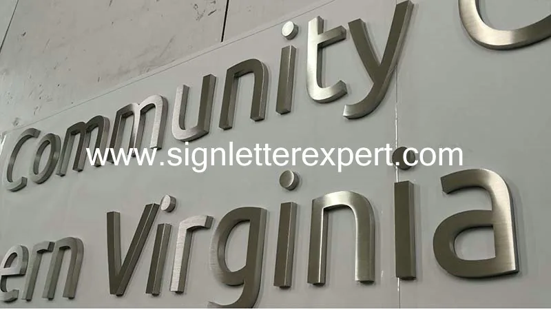 Satin stainless steel letter signs