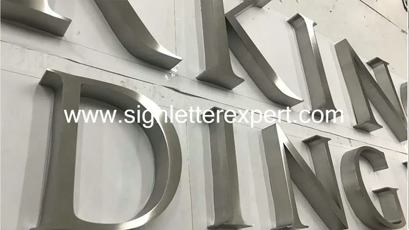 Satin stainless steel letter signs