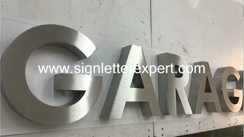 Satin stainless steel letter signs