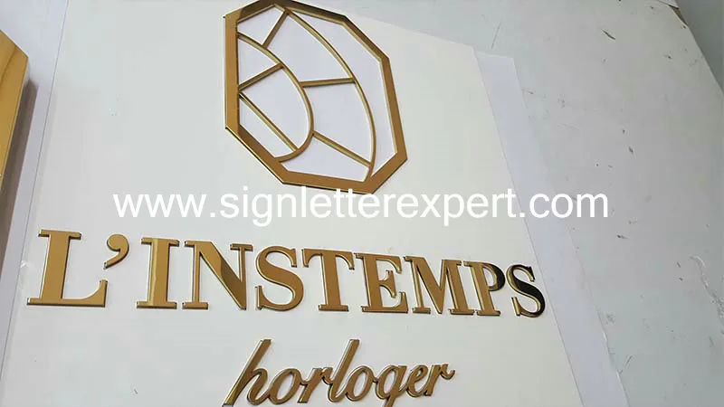 Polished chromed stainless steel signage