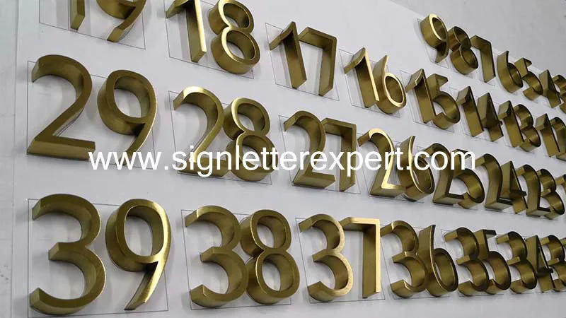 Satin stainless steel number signs
