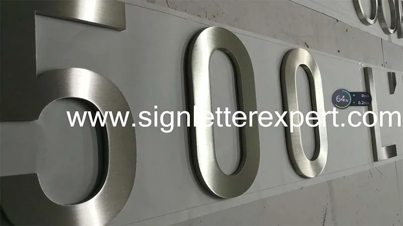 Brushed stainless steel sign numbers
