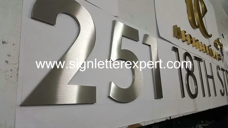 Satin stainless steel number signs