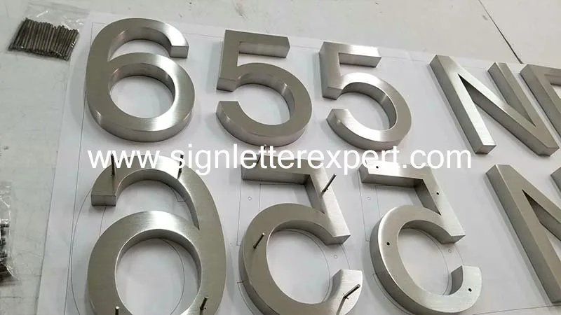 Satin stainless steel number signs