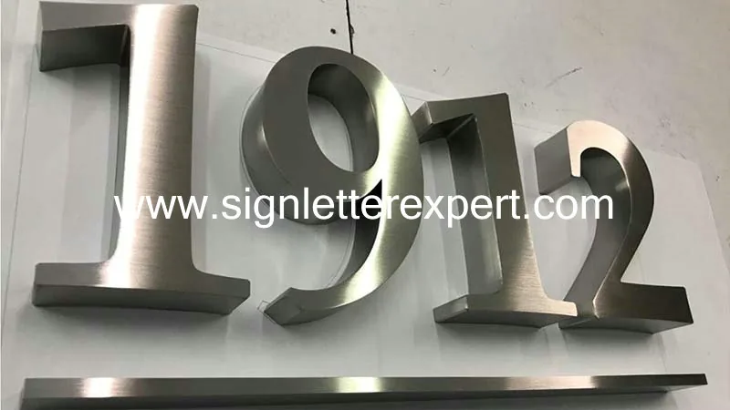 Satin stainless steel number signs